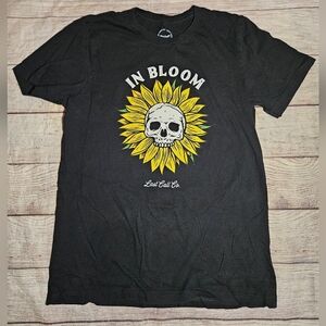 Last Call In Bloom Skeleton Sunflower Graphic Tee Shirt